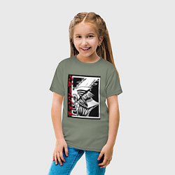 Футболка хлопковая детская Человек бензопила в движении арт, цвет: авокадо — фото 2