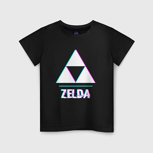 Детская футболка Zelda в стиле glitch и баги графики / Черный – фото 1