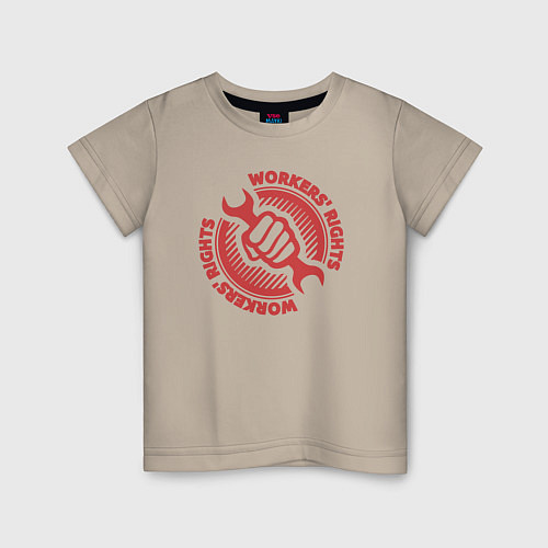 Детская футболка Рабочие права / Миндальный – фото 1