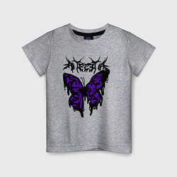 Футболка хлопковая детская Gothic black butterfly, цвет: меланж