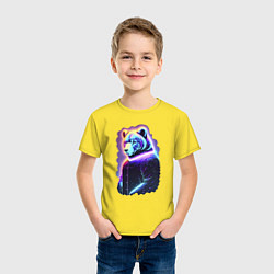 Футболка хлопковая детская Glowing bear - neural network, цвет: желтый — фото 2