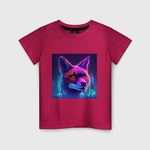 Детская футболка Лиса в неоновом свете / Маджента – фото 1