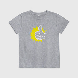 Футболка хлопковая детская Палец вверх лайк, цвет: меланж