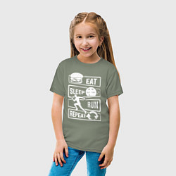 Футболка хлопковая детская Еда, сон, бег, цвет: авокадо — фото 2