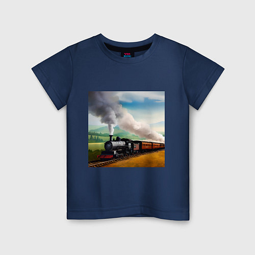 Детская футболка Ретро поезд / Тёмно-синий – фото 1