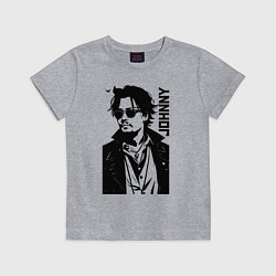 Футболка хлопковая детская Johnny Depp - graphics, цвет: меланж