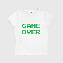 Футболка хлопковая детская Серо-зеленый game over, цвет: белый