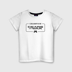 Футболка хлопковая детская Gears of War gaming champion: рамка с лого и джойс, цвет: белый