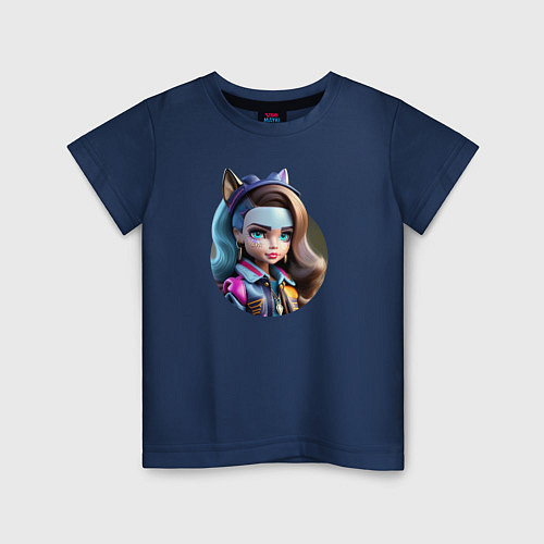 Детская футболка Девушка волчонок / Тёмно-синий – фото 1
