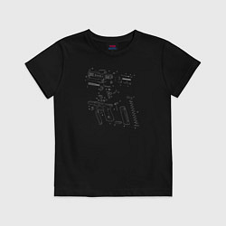 Футболка хлопковая детская Glock - взрыв схема, цвет: черный