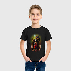 Футболка хлопковая детская Такса Волшебник колдует, цвет: черный — фото 2