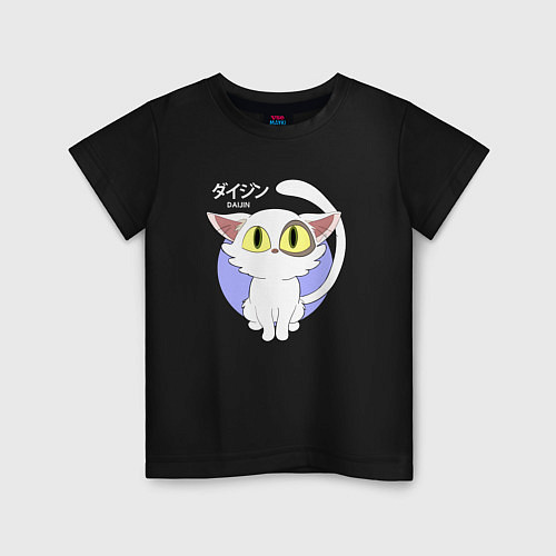 Детская футболка Судзумэ закрывающая двери: Котик белый / Черный – фото 1