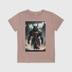 Футболка хлопковая детская King of demon, цвет: пыльно-розовый