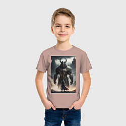 Футболка хлопковая детская King of demon, цвет: пыльно-розовый — фото 2