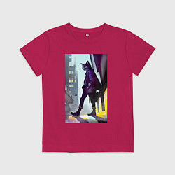 Футболка хлопковая детская Чёрный котяра на своём районе - Бронкс, цвет: маджента