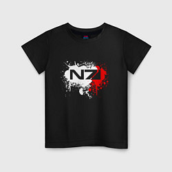 Футболка хлопковая детская Mass Effect N7 - shooter - logo, цвет: черный