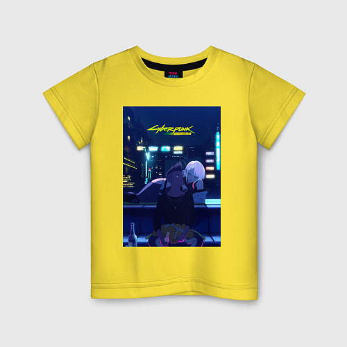Детская футболка Cyberpunk: Edgerunners Дэвид и Люси / Желтый – фото 1
