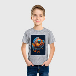 Футболка хлопковая детская Рыба карп в солнечных очках, цвет: меланж — фото 2