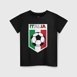 Футболка хлопковая детская Футбол Италии, цвет: черный