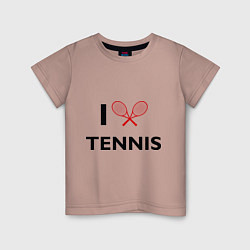 Футболка хлопковая детская I Love Tennis, цвет: пыльно-розовый