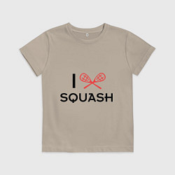 Футболка хлопковая детская I Love Squash, цвет: миндальный