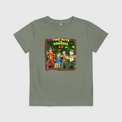 Детская футболка Two Guys & Zombies 3D - Общий сбор гайсов / Авокадо – фото 1