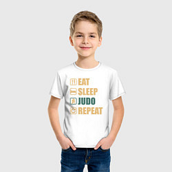 Футболка хлопковая детская Eat sleep judo, цвет: белый — фото 2