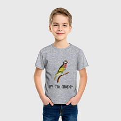 Футболка хлопковая детская Попугай на ветке, цвет: меланж — фото 2
