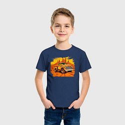 Футболка хлопковая детская Шевроле грузовик, цвет: тёмно-синий — фото 2
