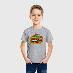 Футболка хлопковая детская Шевроле грузовик, цвет: меланж — фото 2