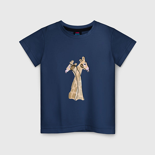 Детская футболка Нежные жирафы / Тёмно-синий – фото 1