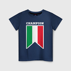 Футболка хлопковая детская Италия чемпион, цвет: тёмно-синий