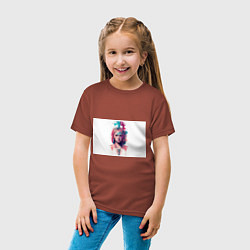 Футболка хлопковая детская Девушка акварельные краски, цвет: кирпичный — фото 2