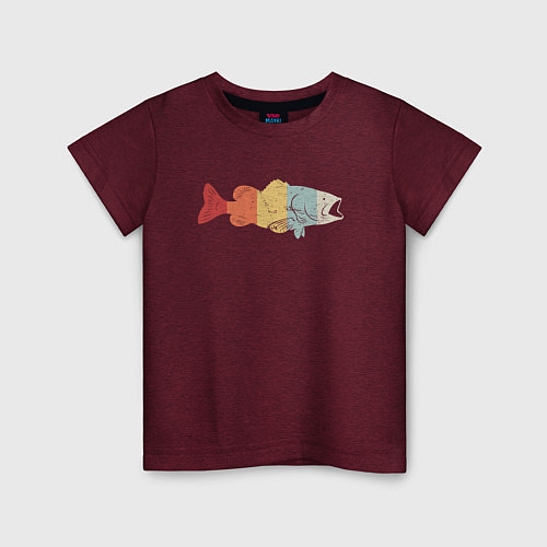 Детская футболка Color fish / Меланж-бордовый – фото 1