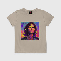 Футболка хлопковая детская Jim Morrison Strange colors Art, цвет: миндальный