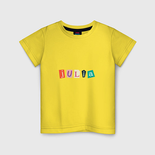 Детская футболка Имя Юлия на английском / Желтый – фото 1