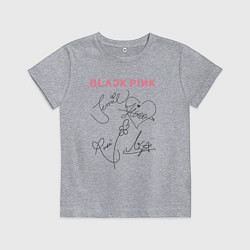 Футболка хлопковая детская Blackpink автограф, цвет: меланж