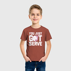 Футболка хлопковая детская Just got serve, цвет: кирпичный — фото 2