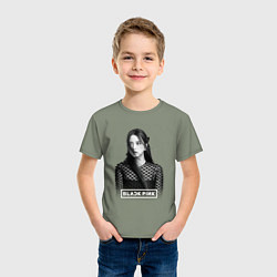 Футболка хлопковая детская Джису из Блэкпинк, цвет: авокадо — фото 2