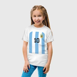 Футболка хлопковая детская Месси сборная Аргентины ЧМ 2022, цвет: белый — фото 2