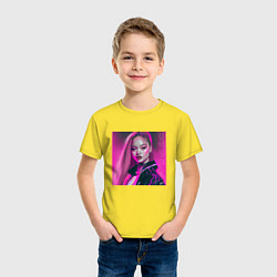 Футболка хлопковая детская Blackpink Lisa аниме рисунок, цвет: желтый — фото 2