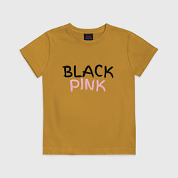 Футболка хлопковая детская Граффити BlackPink, цвет: горчичный
