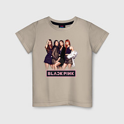 Футболка хлопковая детская Rose Blackpink kpop, цвет: миндальный