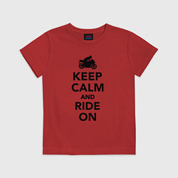 Футболка хлопковая детская Keep calm and ride on, цвет: красный