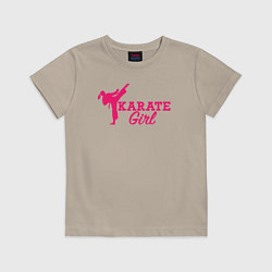 Футболка хлопковая детская Girl karate, цвет: миндальный