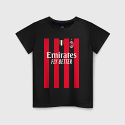 Футболка хлопковая детская Златан Ибрагимович ФК Милан форма 2223 домашняя, цвет: черный