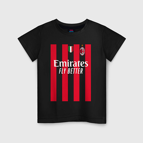 Детская футболка Рафаэль Леао ФК Милан форма 2223 домашняя / Черный – фото 1