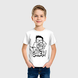 Футболка хлопковая детская Gamer man, цвет: белый — фото 2