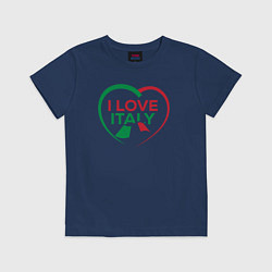 Футболка хлопковая детская I love Italy, цвет: тёмно-синий