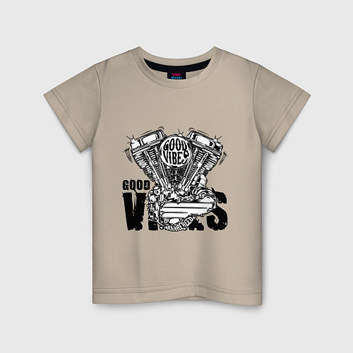 Детская футболка V motor vibes / Миндальный – фото 1